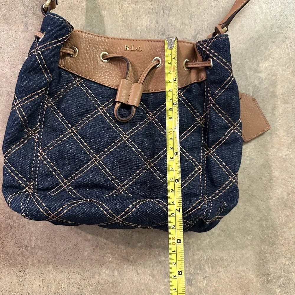Lauren Ralph Lauren Medium Denim leather crosstitch bag Designer‎ soldout